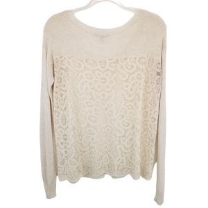 Crochet Lace Mesh Knit Sweater
